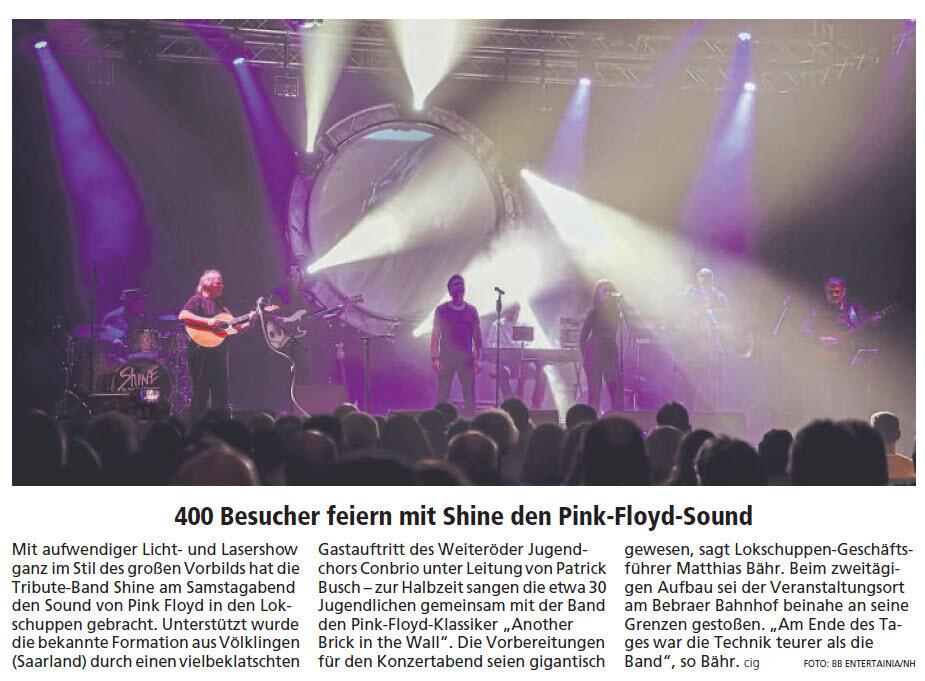 "400 Besucher feiern mit Shine den Pink-Floyd-Sound"